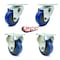Service Caster 3 Inch Blue Polyurethane Wheel Swivel Top Plate Caster Set with 2 Rigid SCC SCC-20S314-PPUB-BLUE-TP2-2-R-2 - alternate 2